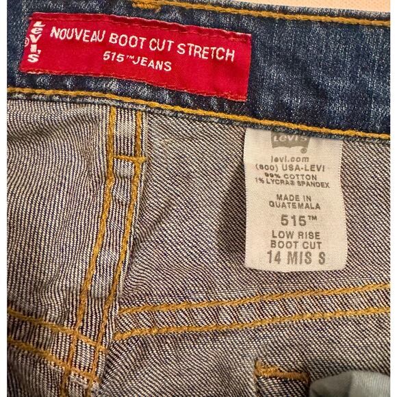 Levi's Women's 515 Nouveau Boot Cut Stretch Jeans Size 14S Misses Dark Wash - Picture 2 of 4